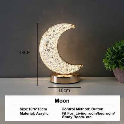 Stellora 3D Crystal LED Night Light with Rechargeable Battery and Touch Dimmer
