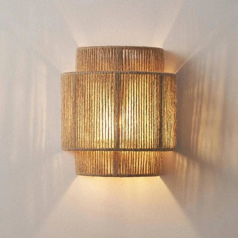RattanGlow Handwoven Rattan Wall Lamp – Warm Ambient Light with Natural Texture