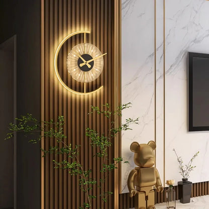Lunaris LED Wall Clock Lamp — Sleek Post-Modern Sconce with Ambient Illumination