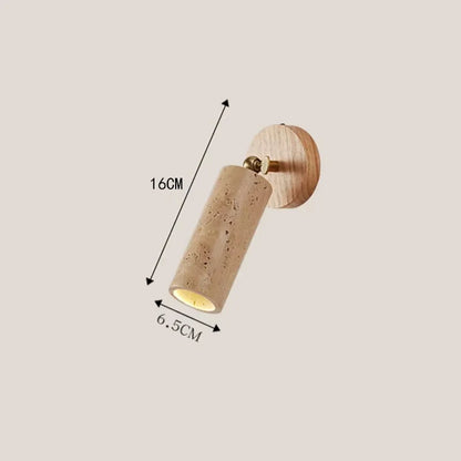 Huangdong Wall Lamp — Wabi-Sabi Travertine & Wood Light