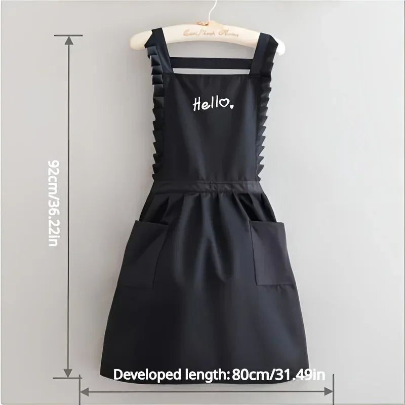 FloraBelle Princess-Style Waterproof Apron — Floral-Print Work Uniform