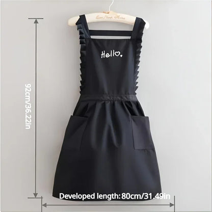 FloraBelle Princess-Style Waterproof Apron — Floral-Print Work Uniform