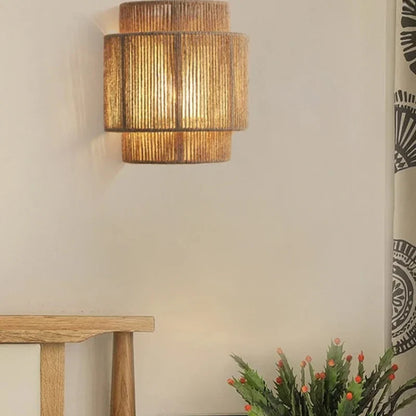 RattanGlow Handwoven Rattan Wall Lamp – Warm Ambient Light with Natural Texture