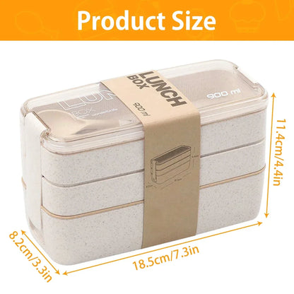 EcoStack 3-Tier Bento Lunch Box – 900 ml, Made with Wheat Straw