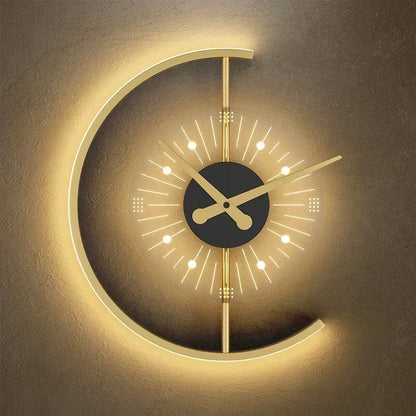 Lunaris LED Wall Clock Lamp — Sleek Post-Modern Sconce with Ambient Illumination