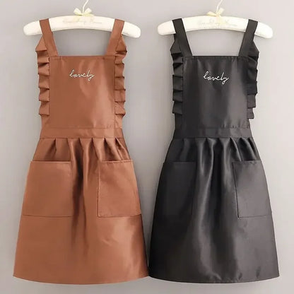 FloraBelle Princess-Style Waterproof Apron — Floral-Print Work Uniform