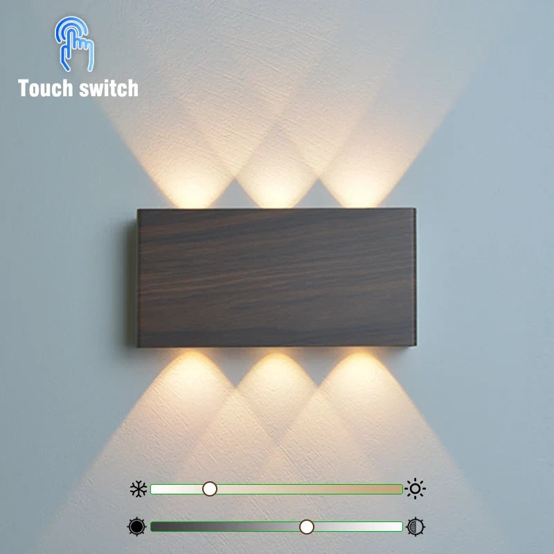 LumiBlock Wireless Rechargeable Wall Lamp — Minimalist Wood-Grain Design for Cozy, Modern Ambience