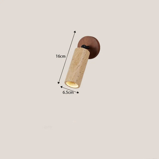 Huangdong Wall Lamp — Wabi-Sabi Travertine & Wood Light