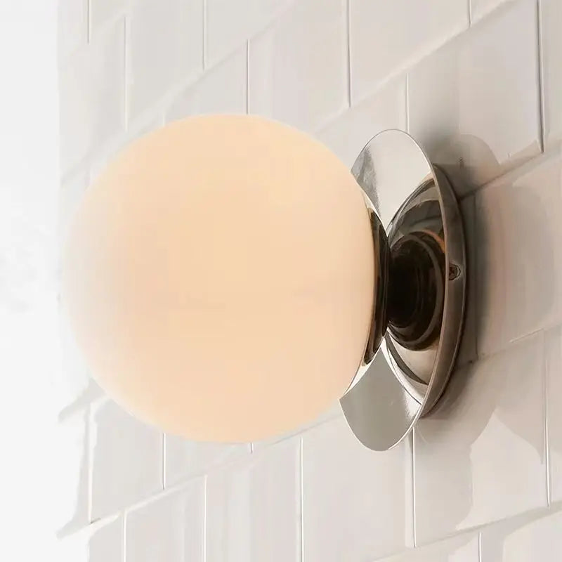 Nordic Globe Glass Wall Light – Modern Minimalist Illumination for Bathroom & Bedroom