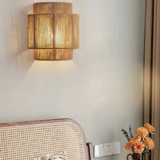 RattanGlow Handwoven Rattan Wall Lamp – Warm Ambient Light with Natural Texture