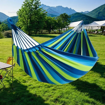 Canvas Hammock – Striped Double Swing Bed for Indoor & Outdoor Use, Ideal for Camping and Relaxation