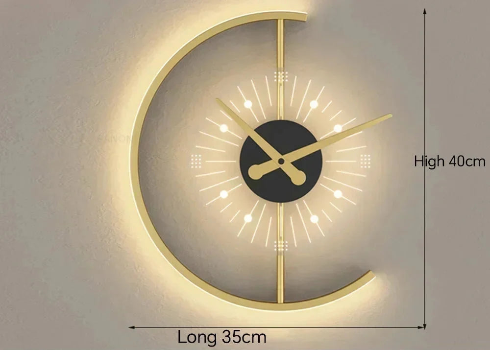 Lunaris LED Wall Clock Lamp — Sleek Post-Modern Sconce with Ambient Illumination