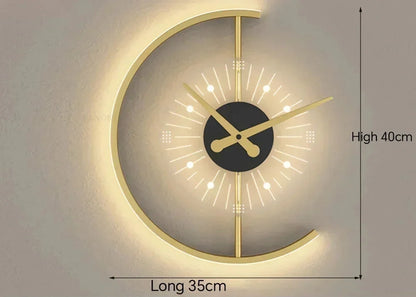 Lunaris LED Wall Clock Lamp — Sleek Post-Modern Sconce with Ambient Illumination