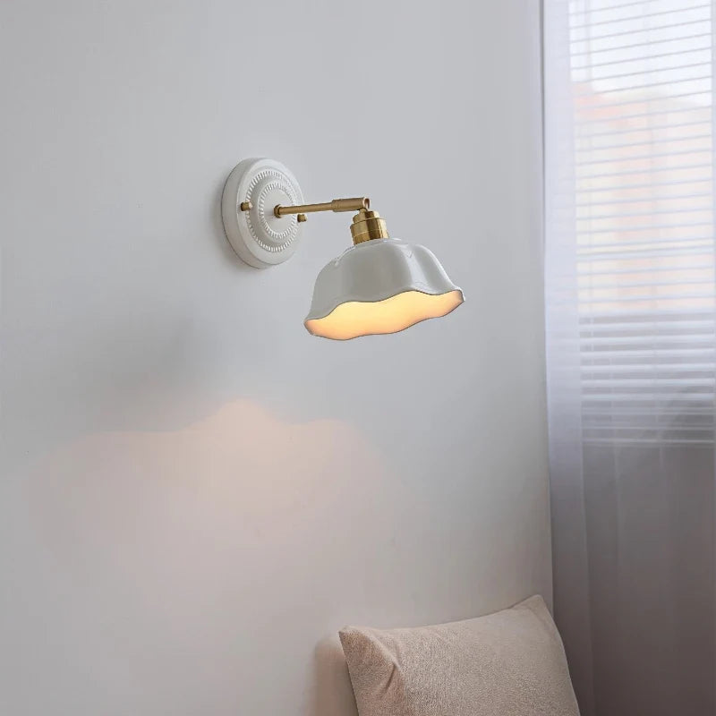 Nordic Cream Ceramic Wall Lamp – Timeless Vintage Elegance for Modern Homes