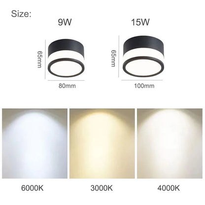 Elegant Nordic Surface-Mounted LED Downlight | 9W / 15W Ceiling Light