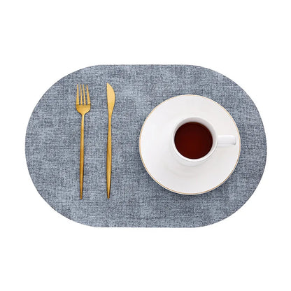 LinoMat Oval Faux Leather Placemats — Heat-Resistant & Non-Slip for Elegant Table Protection