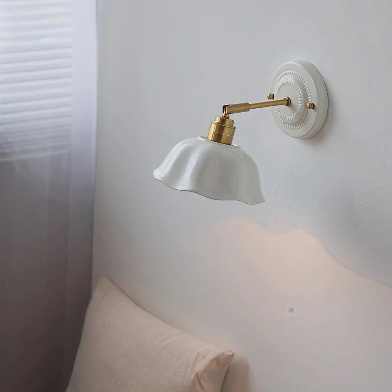 Nordic Cream Ceramic Wall Lamp – Timeless Vintage Elegance for Modern Homes