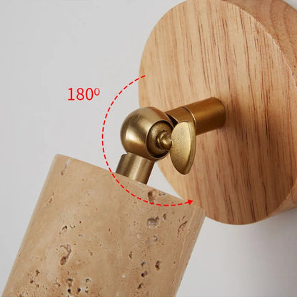Huangdong Wall Lamp — Wabi-Sabi Travertine & Wood Light