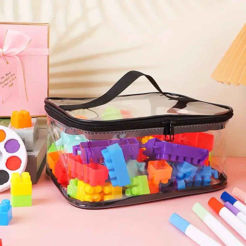 Clear Mesh Toy Storage Bag - Spacious Organizer for Toys, Puzzles & Building Blocks