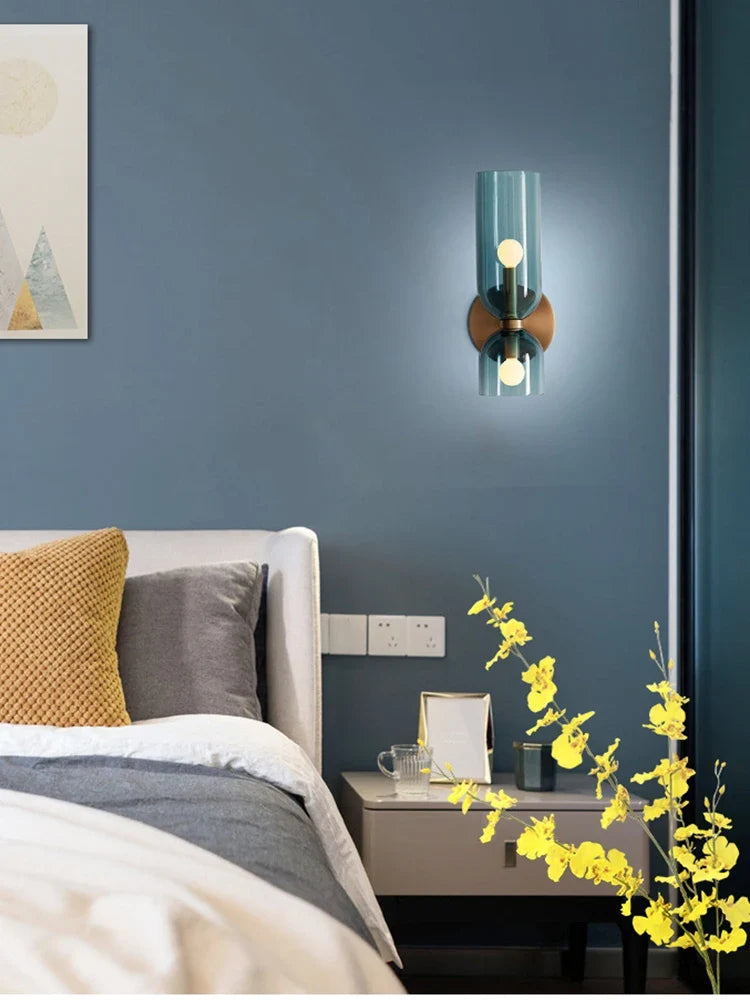 Nordic Glass Wall Lamp with Smoked Tube Design - Modern Minimal Lighting