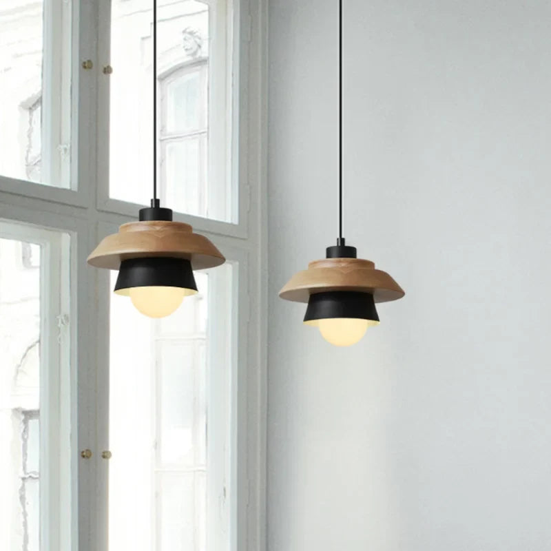 Nordic Wood Pendant Light – Playful Colourful Macaron Design