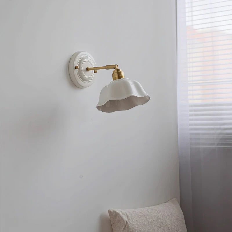 Nordic Cream Ceramic Wall Lamp – Timeless Vintage Elegance for Modern Homes