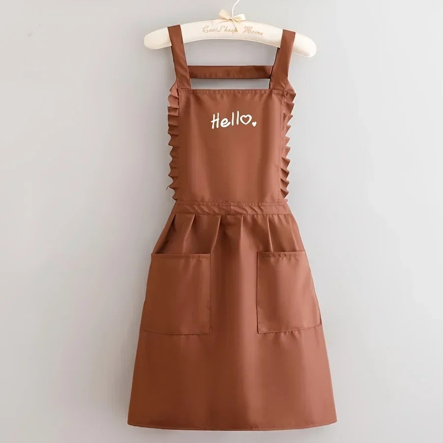 FloraBelle Princess-Style Waterproof Apron — Floral-Print Work Uniform