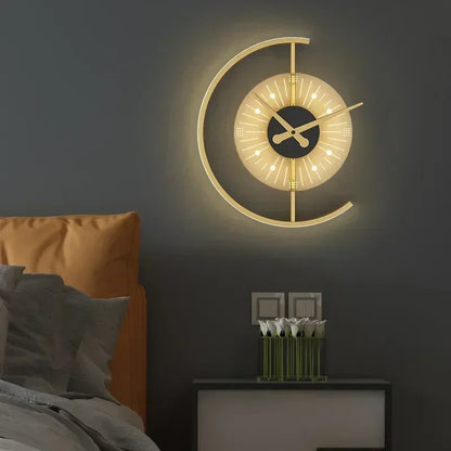 Lunaris LED Wall Clock Lamp — Sleek Post-Modern Sconce with Ambient Illumination