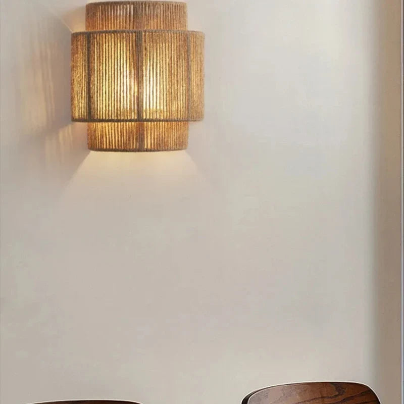 RattanGlow Handwoven Rattan Wall Lamp – Warm Ambient Light with Natural Texture