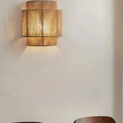 RattanGlow Handwoven Rattan Wall Lamp – Warm Ambient Light with Natural Texture