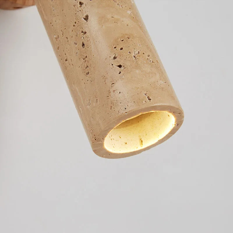 Huangdong Wall Lamp — Wabi-Sabi Travertine & Wood Light