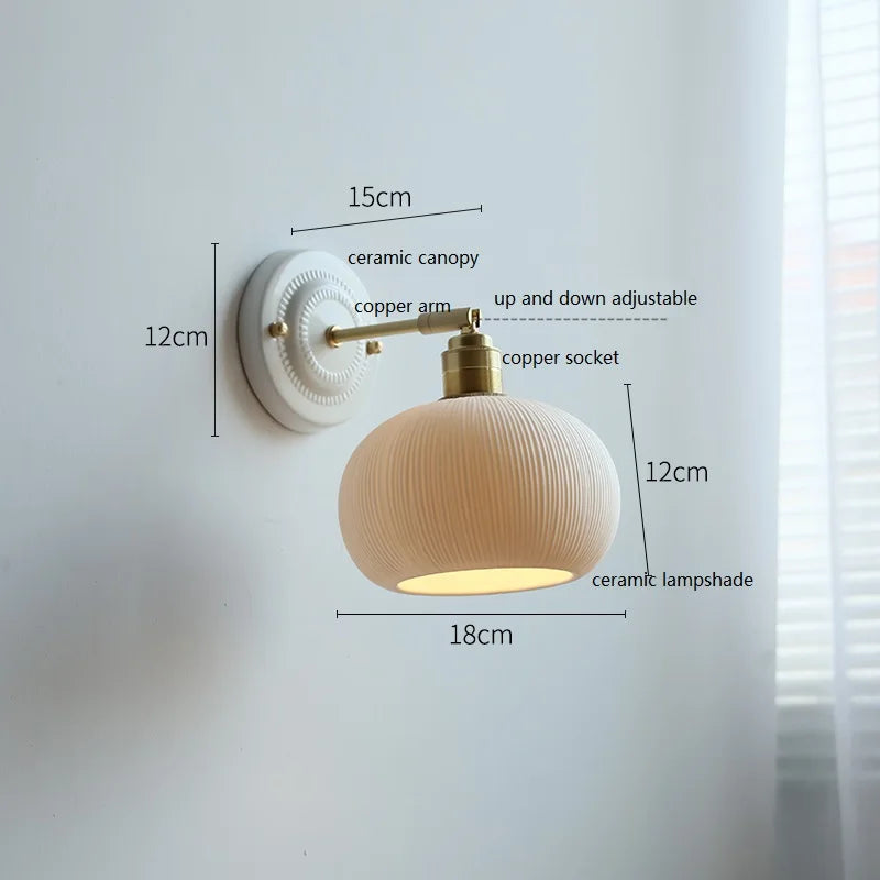 Nordic Cream Ceramic Wall Lamp – Timeless Vintage Elegance for Modern Homes