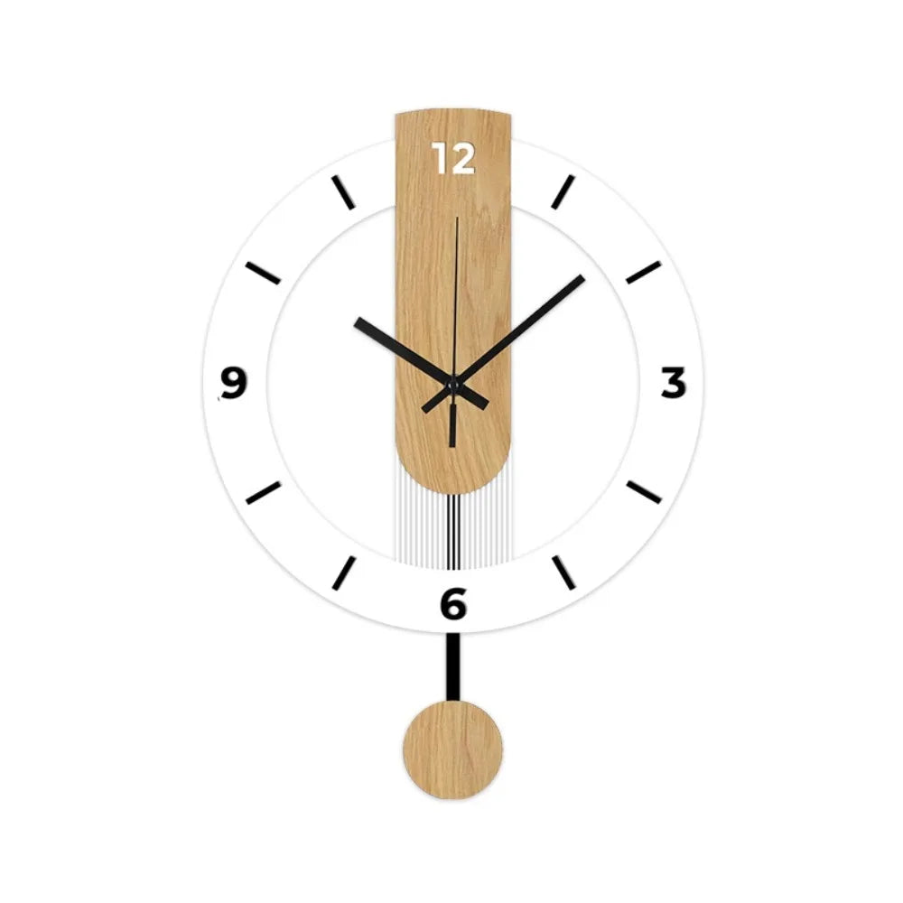 Elegant Minimalist Pendulum Wall Clock — Contemporary Acrylic & Wood Design