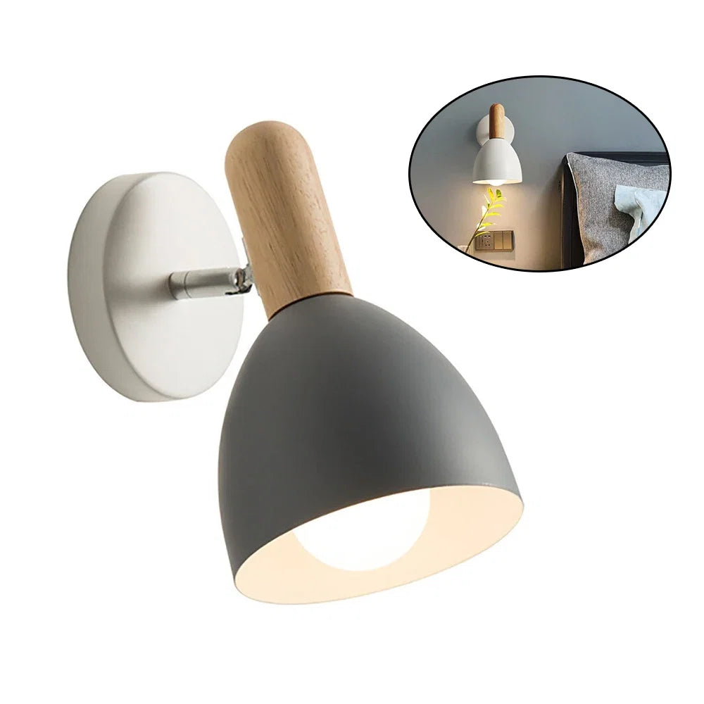 Nordic Wooden Wall Lamp - Adjustable Bedside Reading Light