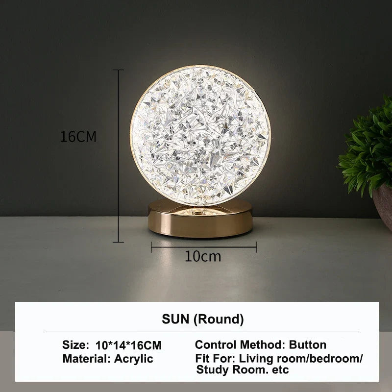 Stellora 3D Crystal LED Night Light with Rechargeable Battery and Touch Dimmer