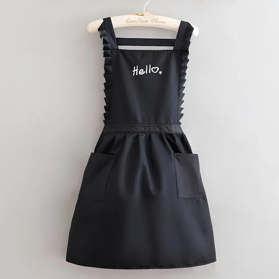 FloraBelle Princess-Style Waterproof Apron — Floral-Print Work Uniform
