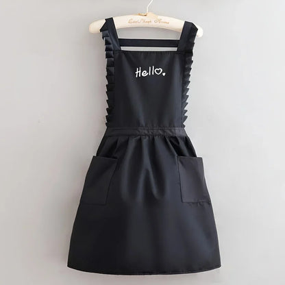 FloraBelle Princess-Style Waterproof Apron — Floral-Print Work Uniform