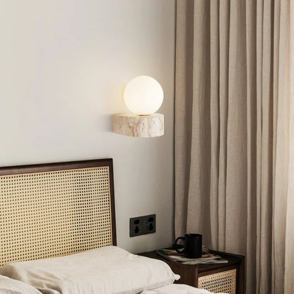 Travertine Stone Wall Lamp | Sleek Modern Japanese-Style LED Sconce
