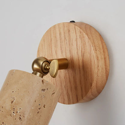 Huangdong Wall Lamp — Wabi-Sabi Travertine & Wood Light