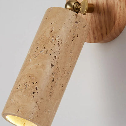 Huangdong Wall Lamp — Wabi-Sabi Travertine & Wood Light