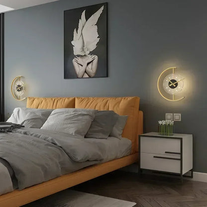 Lunaris LED Wall Clock Lamp — Sleek Post-Modern Sconce with Ambient Illumination