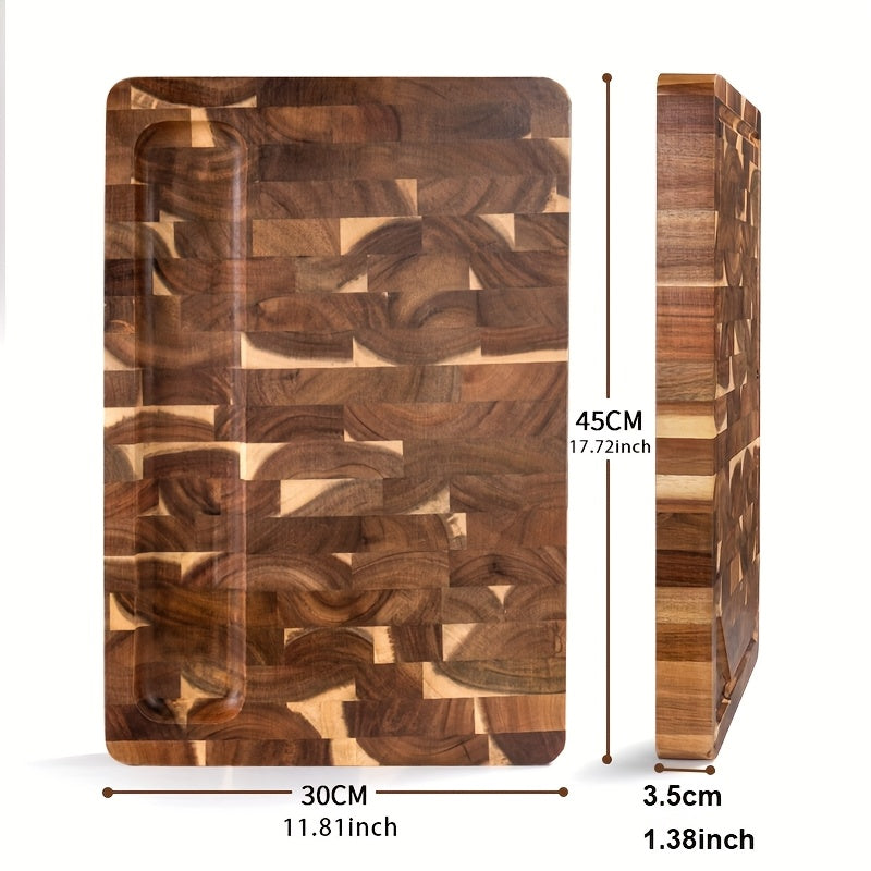 Premium Acacia Wood Cutting Board – Durable End-Grain Chopping Block for Knife-Safe Kitchen Prep