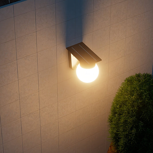 Solar Globe LED Wall Light with Smart Dimming – Premium Outdoor Lighting for Your Exterior