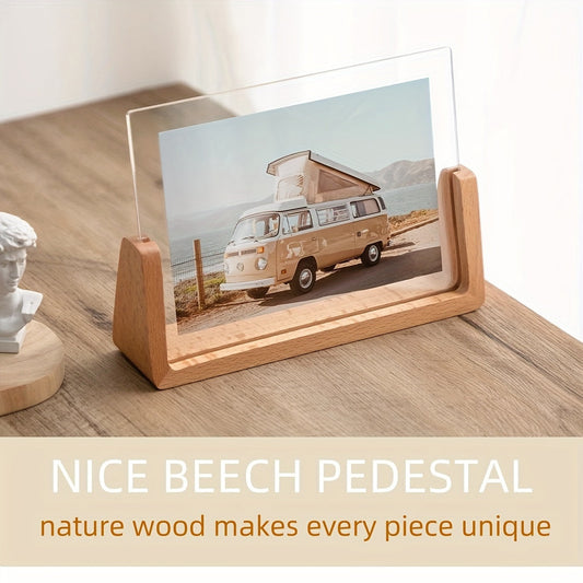 U-Shaped Acrylic & Wood Photo Frame — Sleek Modern Minimalist Display
