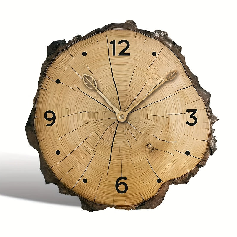 Rustic Wood Slice Wall Clock with Natural Log Design – Timeless Home Decor Accent
