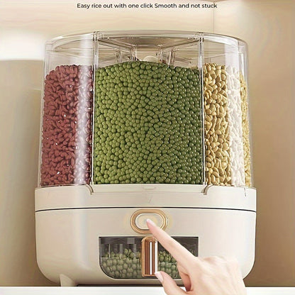 360° Rotating Airtight Food Storage Container – Large-Capacity Grain & Cereal Dispenser for Pantry Freshness