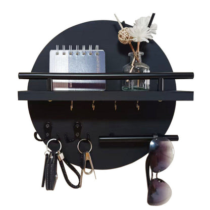 Chic Round Wooden Key Holder - Eco-Friendly Wall Organiser