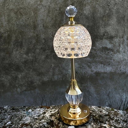 Crystal Touch Table Lamp – Rechargeable LED Bedside Light with Sleek, Cordless Glow
