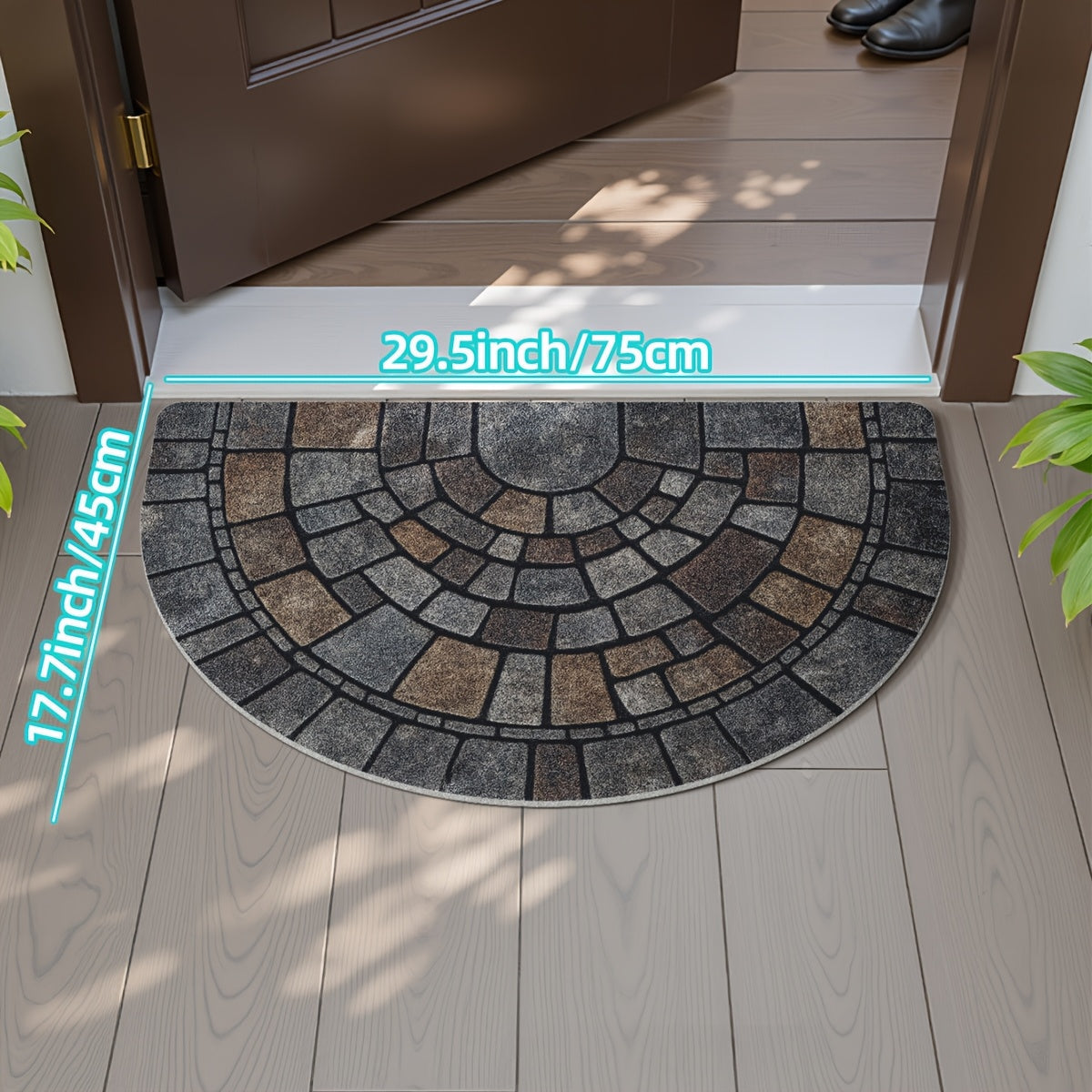Elegant Half-Circle Mosaic Door Mat – Indoor & Outdoor Use