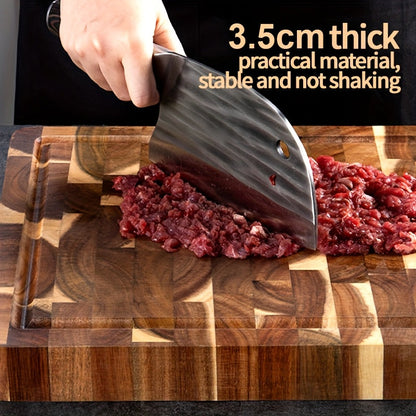 Premium Acacia Wood Cutting Board – Durable End-Grain Chopping Block for Knife-Safe Kitchen Prep